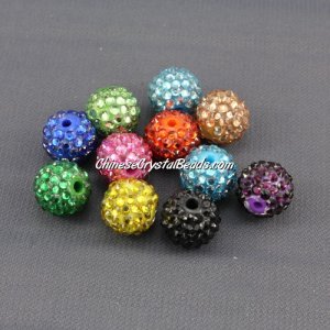 Pave Beads, resin, pave disco beads, mixture-color, 10mm, sold per pkg of 20 pieces