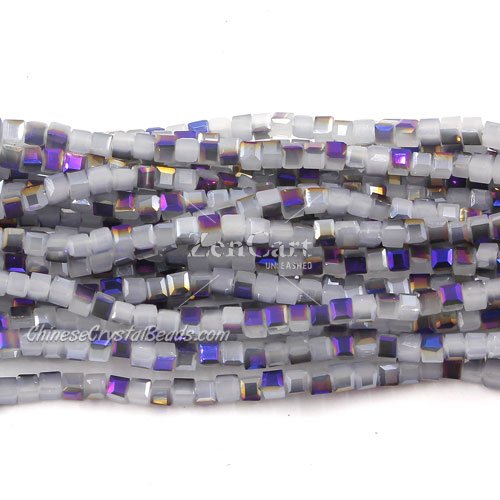 180pcs 2mm Cube Crystal Beads, gray jade and purple light
