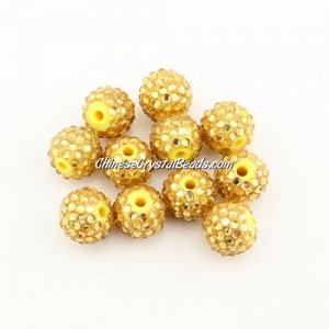 Pave disco Resin disco beads, yellow #2, 10mm, 10 pcs