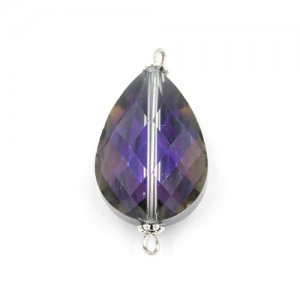Tear Drop shape Faceted Crystal Pendants Necklace Connectors, 12x33mm, purple light, 1 pc