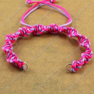 Pave Twist chain, nylon cord, neon fuchsia and lt violet, wide : 7mm, length:14cm