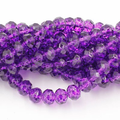6x8mm rondelle crystal beads, paint violet color, 70 beads