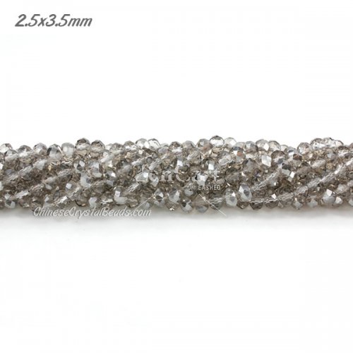 130Pcs 2x3mm Chinese Crystal Rondelle Beads, silver shade
