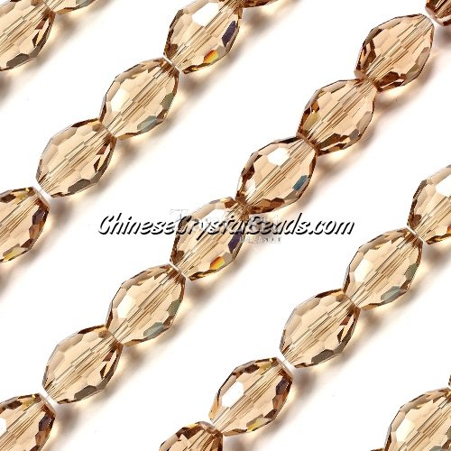 Chinese Crystal Faceted Barrel Strand, S.Champagne, 10x13mm, 20 beads
