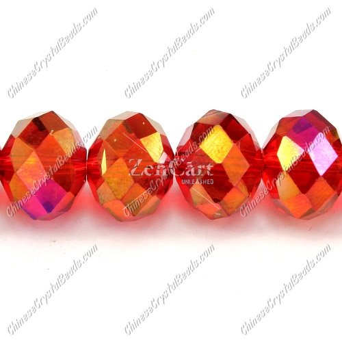 Crystal Rondelle Bead Strand, Lt. Siam AB, 10x14mm ,20 beads