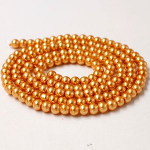 Glass Pearl Beads, Round, orange, different size for choice, Hole:Approx 1mm, Length:Approx 32 Inch
