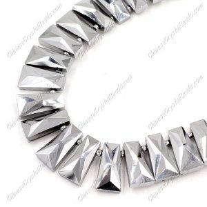 20pcs Faceted Trapezium Crystal Beads, silver light, 20x10x7mm, hole: 1.5mm