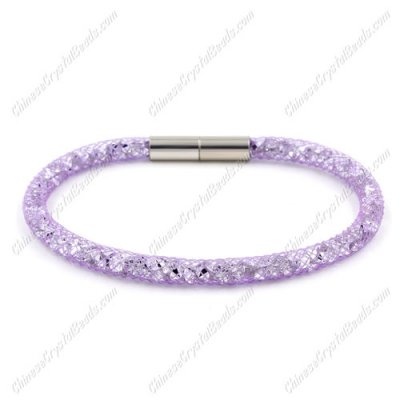Stardust Mesh Bracelet, width:5mm, purple mesh and Rhinestone