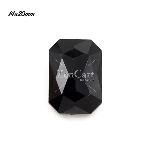 Chinese Crystal Faceted Rectangle Pendant , black, 14x20mm, 9 beads
