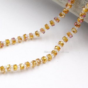95Pcs 4x6mm angular crystal beads Med amber AB