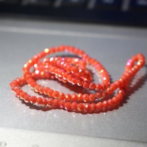10 strands 2x3mm chinese crystal rondelle beads opaque coral AB h10 about 1700pcs