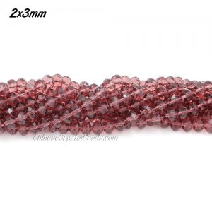 130Pcs 2x3mm Chinese Crystal Rondelle Beads, amethyst