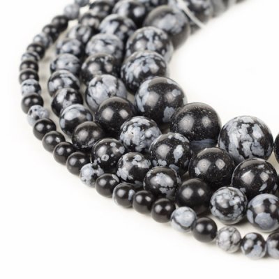 Snowflake Obsidian Beads 4mm 6mm 8mm 10mm 12mm Loose Gemstone Round 15 Inch