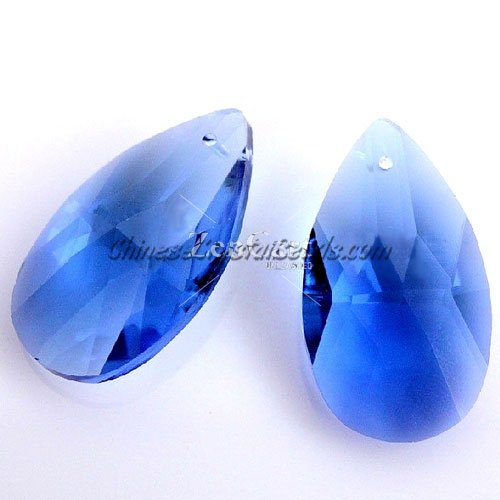 38x22mm Crystal beads Faceted Teardrop Pendant, Blue, hole: 1.5mm