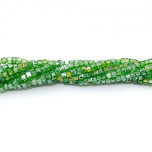 180pcs 2mm Cube Crystal Beads, fern green AB