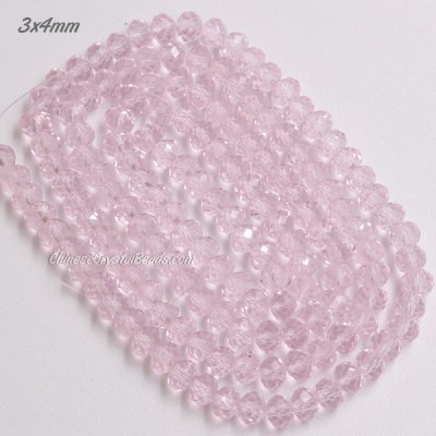 130Pcs 3x4mm light pink Chinese Crystal Rondelle beads