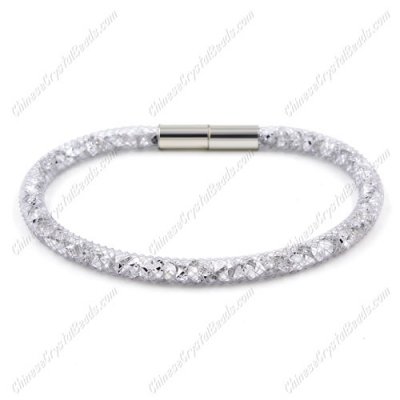 Stardust Mesh Bracelet, width:5mm, gray mesh and Rhinestone