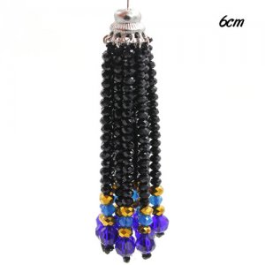 1 of crystal beads Tassels, 6cm Handmade glass beads Tassels, black