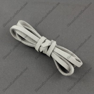 Suede Flat Leather Cord, 4x1.5mm, gray, 1 piece=1 meter