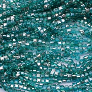 98Pcs 6mm Cube Crystal beads,emerald AB