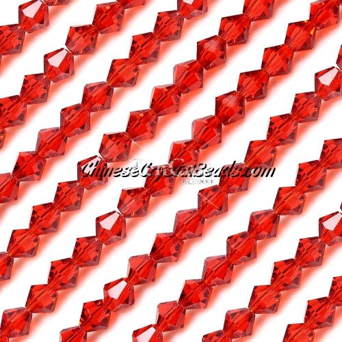 Chinese Crystal Bicone bead strand, 6mm, Lt. siam, about 50 beads