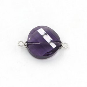 Twist shape Faceted Crystal Pendants Necklace Connectors, 18x27mm, violet, 1 pc
