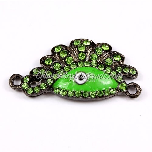 Pave accessories, eye, 23x45mm, gunmetal, green, sold 1 pcs