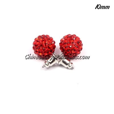 Pave clay disco Earrings, red, 10mm, sold 1 pair