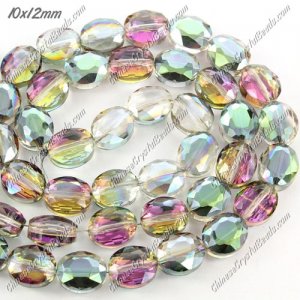 Chinese Crystal Faceted Oval Bead, 7x10x12mm, green and purple light, 20 pcs per strand