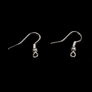 10 pairs Earwire, silver plated brass nickle free , 20mm fishhook with 3mm ball and 4mm coil with open loop, 21 gauge