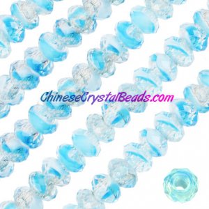 Crystal European Beads, crystal/blue, 8x14mm, 5mm big hole,10 beads
