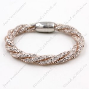 Mesh bracelet, 3 stand helix Stardust Mesh Bracelet, champange, Approx. Wide:10mm
