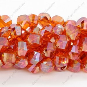 10mm Chinese Crystal Helix Strand orange light, 20 beads