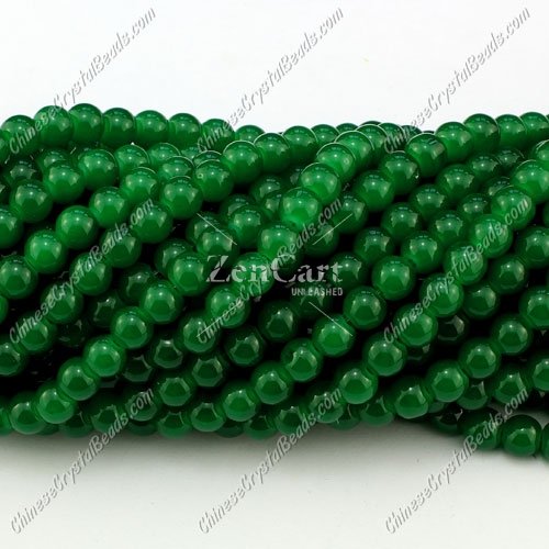 6mm round glass beads strand, emerald, 140pcs per strand
