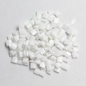 Chinese 5mm Tila Square Bead, opaque white, about 100Pcs