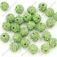 50pcs, 10mm Pave disco beads, clay pave beads, green, hole: 1.5mm