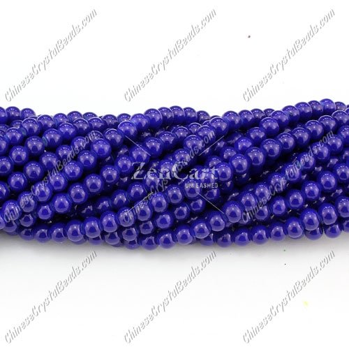 4mm round glass beads, navy blue, about 200pcs per strand