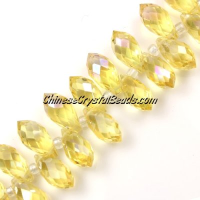 Chinese Crystal Briolette Bead Strand, citrine AB, 6x12mm, 20 beads