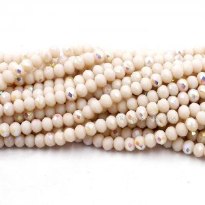4x6mm Opaque lt.peach half AB Chinese Crystal Rondelle Beads about 95 beads