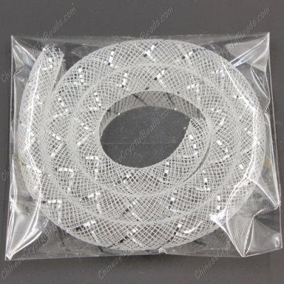 DIY Mesh Bracelet soft nylon fishnet tube, white silver line, width:8mm, 40CM