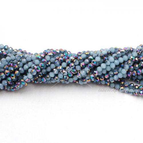 130 beads 3x4mm crystal rondelle beads blue jade half rainbow