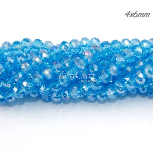 4x6mm Aqua AB Chinese Crystal Rondelle Beads about 95 beads