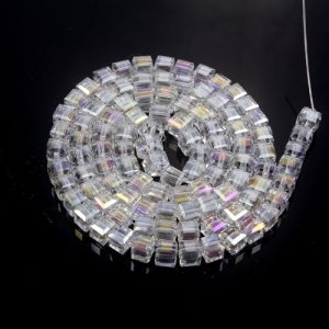 95Pcs 4mm Cube Crystal beads, Clear AB
