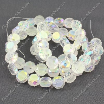 8mm Bread crystal beads long strand, clear AB, 70pcs per strand