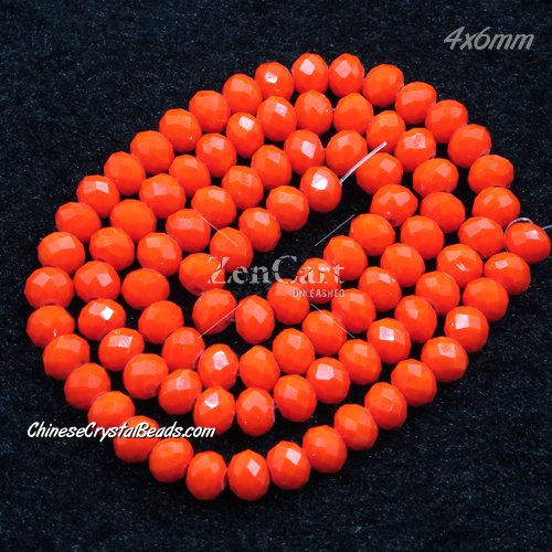 4x6mm Opaque orange Crystal Rondelle Beads about 95 beads