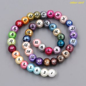45Pcs Glass Pearl Beads Colour Card, 6mm Round, Hole:Approx 1mm