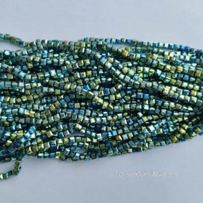 4mm Cube Crystal beads about 95Pcs, green light