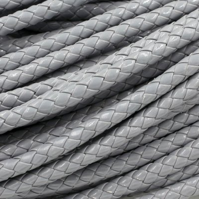 2 Meters 7mm Round Braided Bolo Synthetic Leather Jewelry Cord String, gray