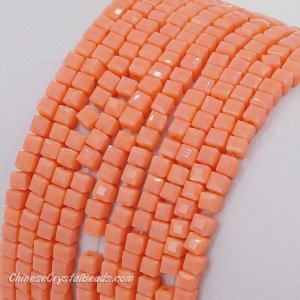 2x2mm cube crytsal beads, opaque lt coral, 180pcs