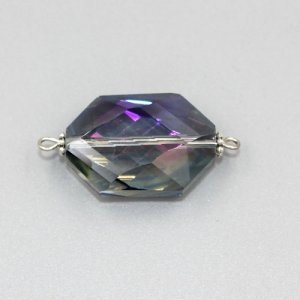 Graphic shape Faceted Crystal Pendants Necklace Connectors, 17x33mm, purple light., 1 pc